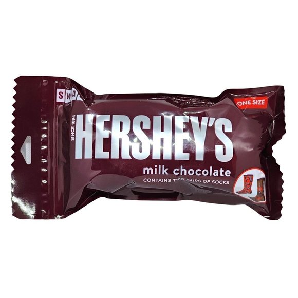 Swag Hershey's Milk Chocolate Retro Crew Socks - 2 Pairs, Men's Shoe Sizes 8-13 - Picture 1 of 9